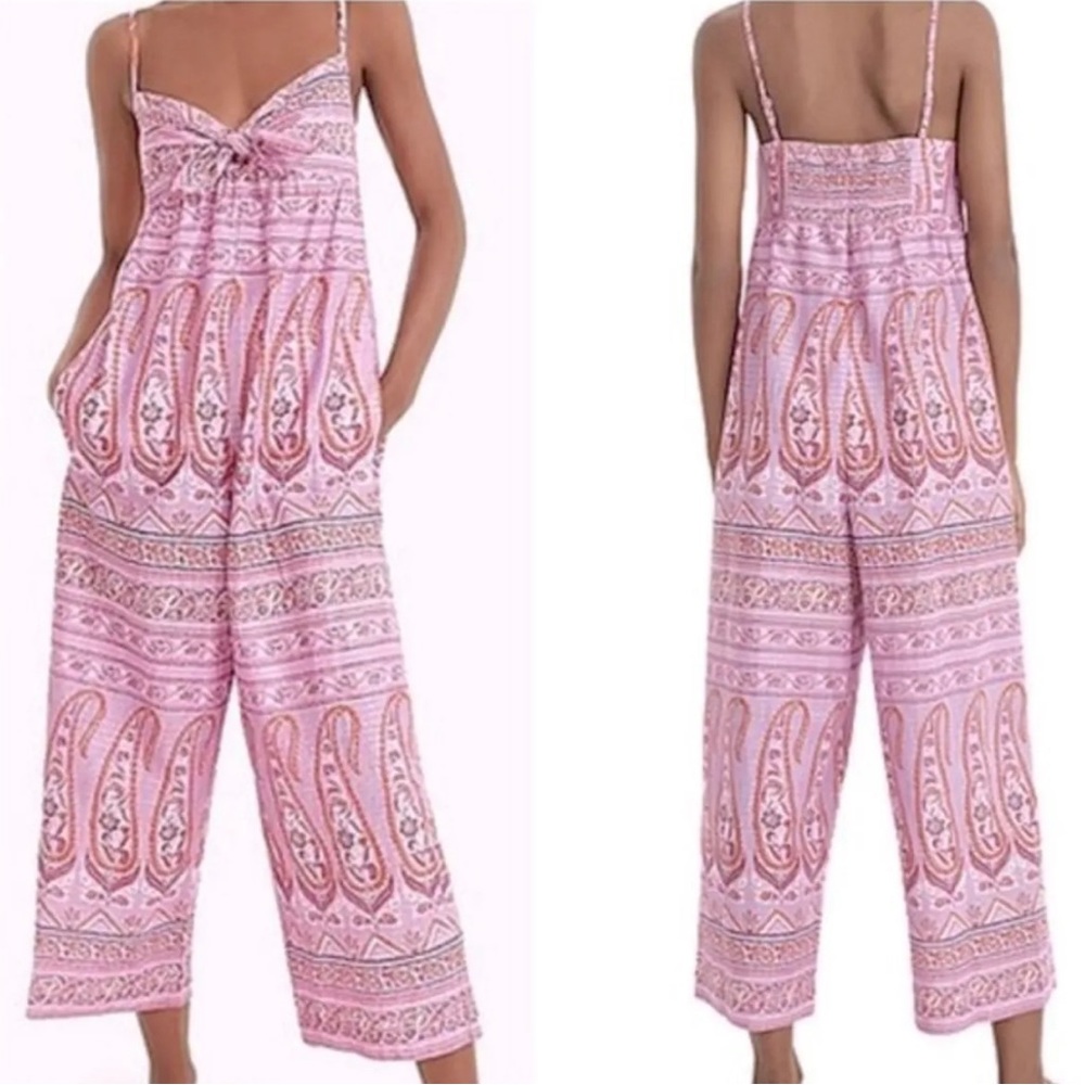 J Crew Point Sur Tie-front Jumpsuit in metallic paisley cotton voile Size 4